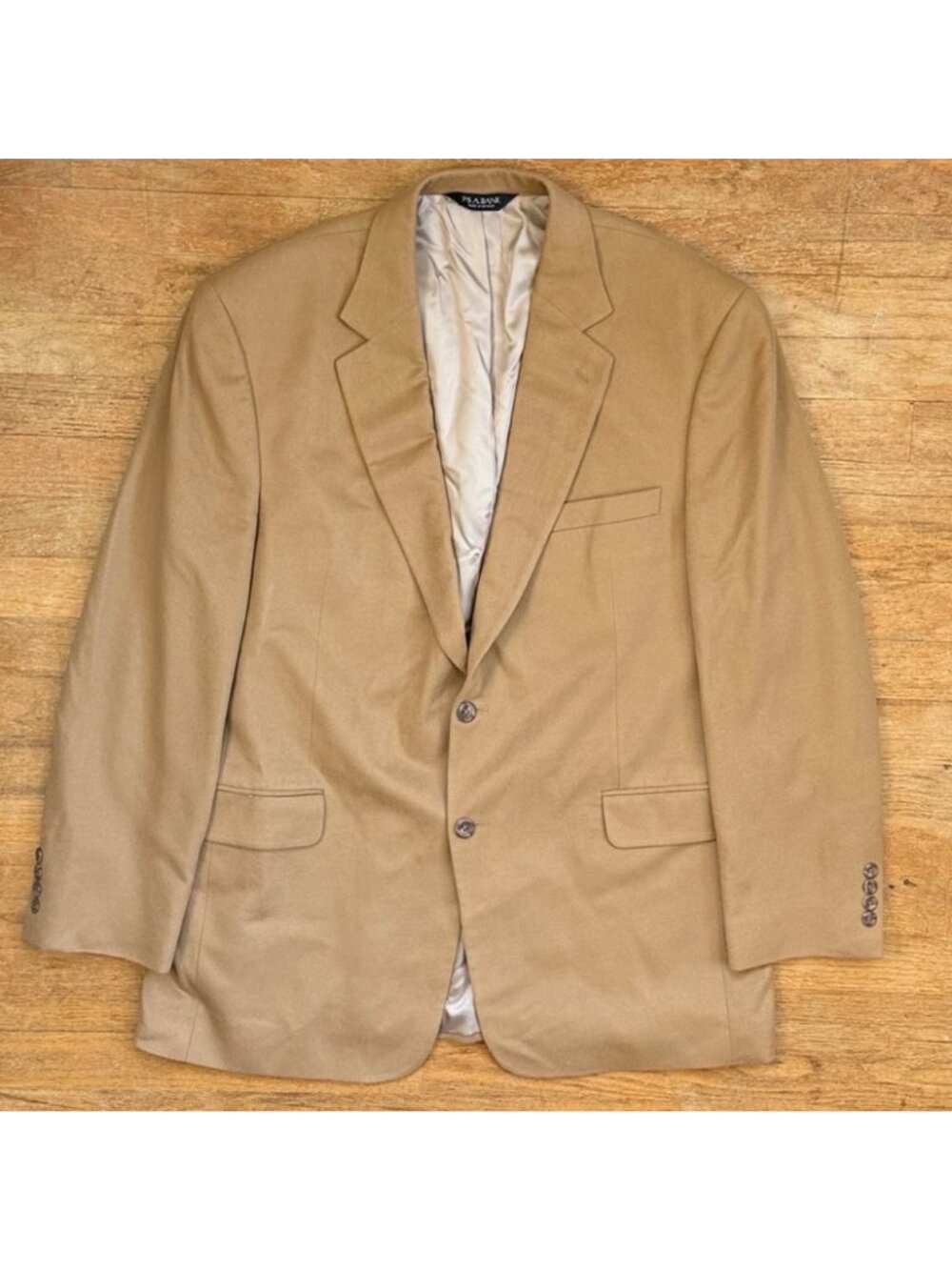 Vintage Mens Cashmere Blazer Size 44R Beige/Tan Sport Coat Suit Jacket 90s